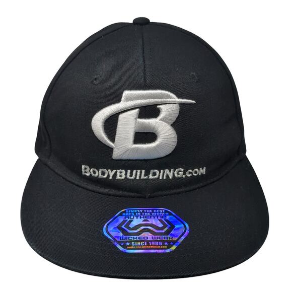 Body Building Snapback Hat Black One Size Adjustable Embroidered Wicked Wear - Picture 1 of 10